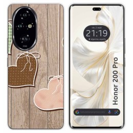 Funda Silicona para Huawei Honor 200 Pro 5G diseño Corazones Madera Dibujos