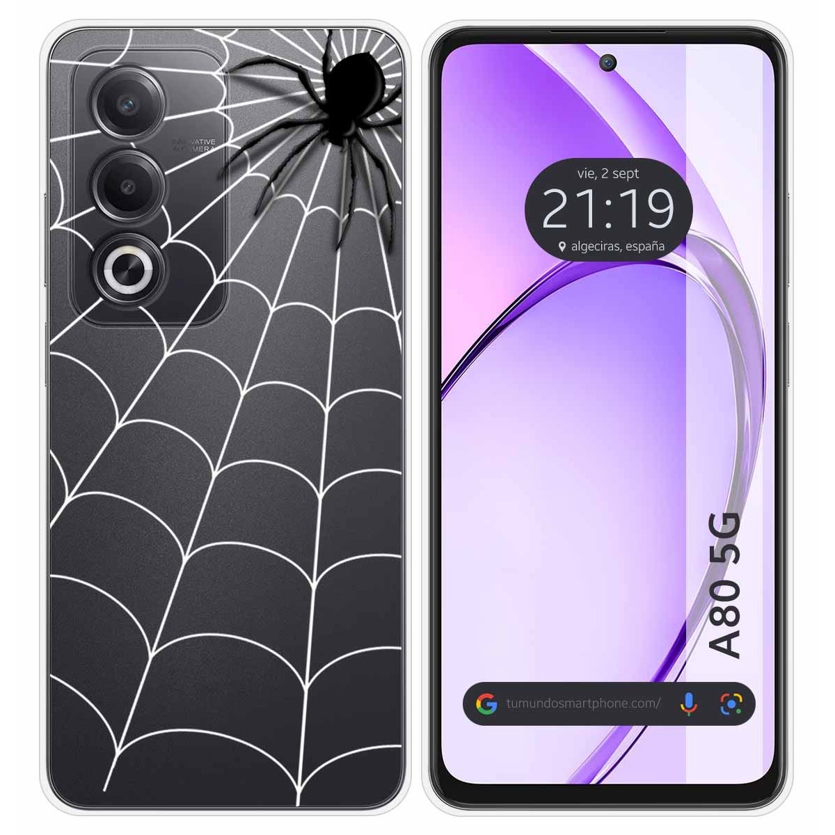 Funda Silicona Transparente para Oppo A80 5G diseño Araña Dibujos