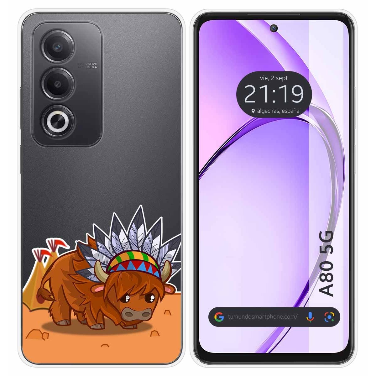 Funda Silicona Transparente para Oppo A80 5G diseño Bufalo Dibujos