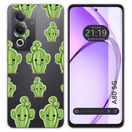 Funda Silicona Transparente para Oppo A80 5G diseño Cactus Dibujos