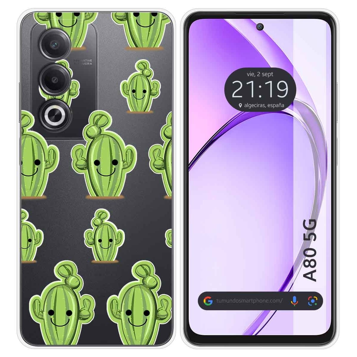 Funda Silicona Transparente para Oppo A80 5G diseño Cactus Dibujos