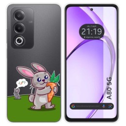 Funda Silicona Transparente para Oppo A80 5G diseño Conejo Dibujos