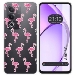 Funda Silicona Transparente para Oppo A80 5G diseño Flamenco Dibujos