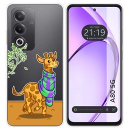 Funda Silicona Transparente para Oppo A80 5G diseño Jirafa Dibujos