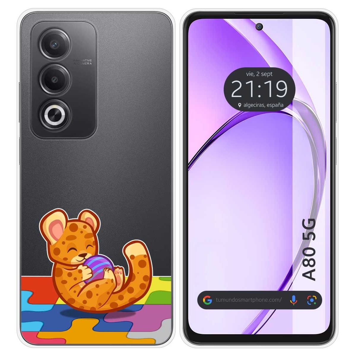 Funda Silicona Transparente para Oppo A80 5G diseño Leopardo Dibujos