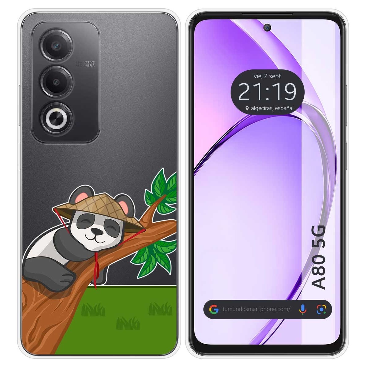 Funda Silicona Transparente para Oppo A80 5G diseño Panda Dibujos