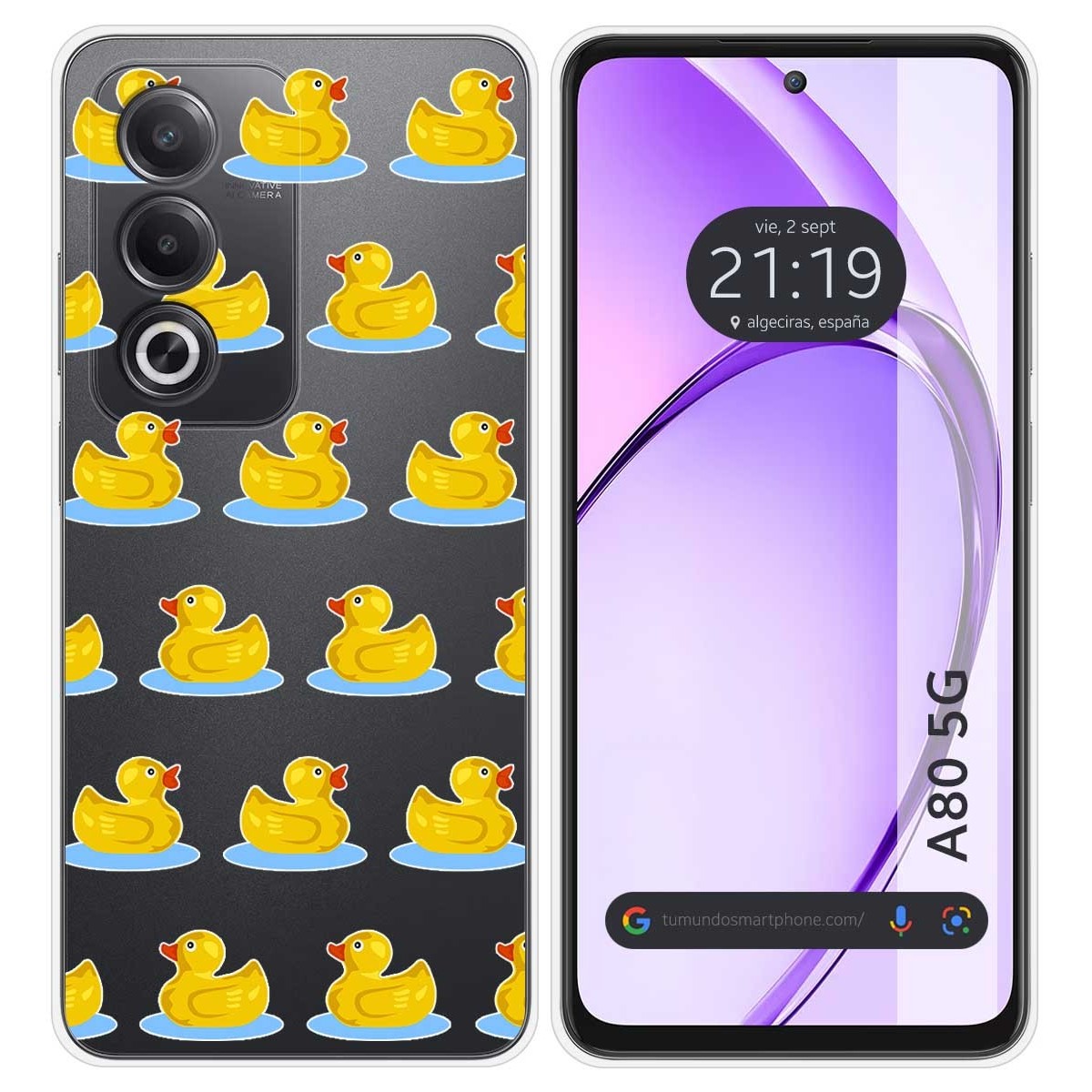 Funda Silicona Transparente para Oppo A80 5G diseño Pato Dibujos