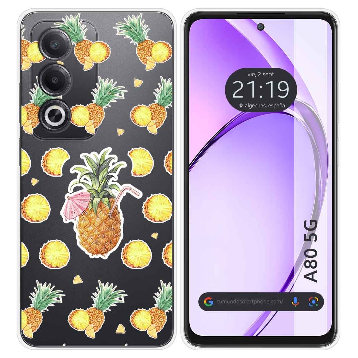 Funda Silicona Transparente para Oppo A80 5G diseño Piña Dibujos