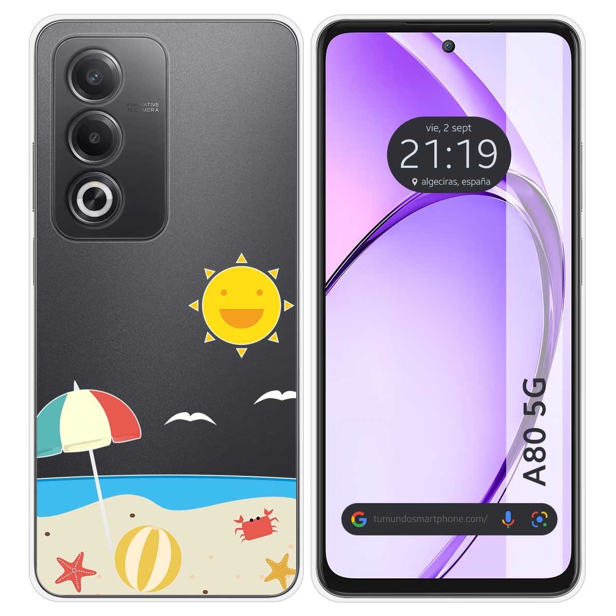 Funda Silicona Transparente para Oppo A80 5G diseño Playa Dibujos