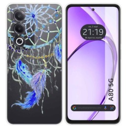 Funda Silicona Transparente para Oppo A80 5G diseño Plumas Dibujos