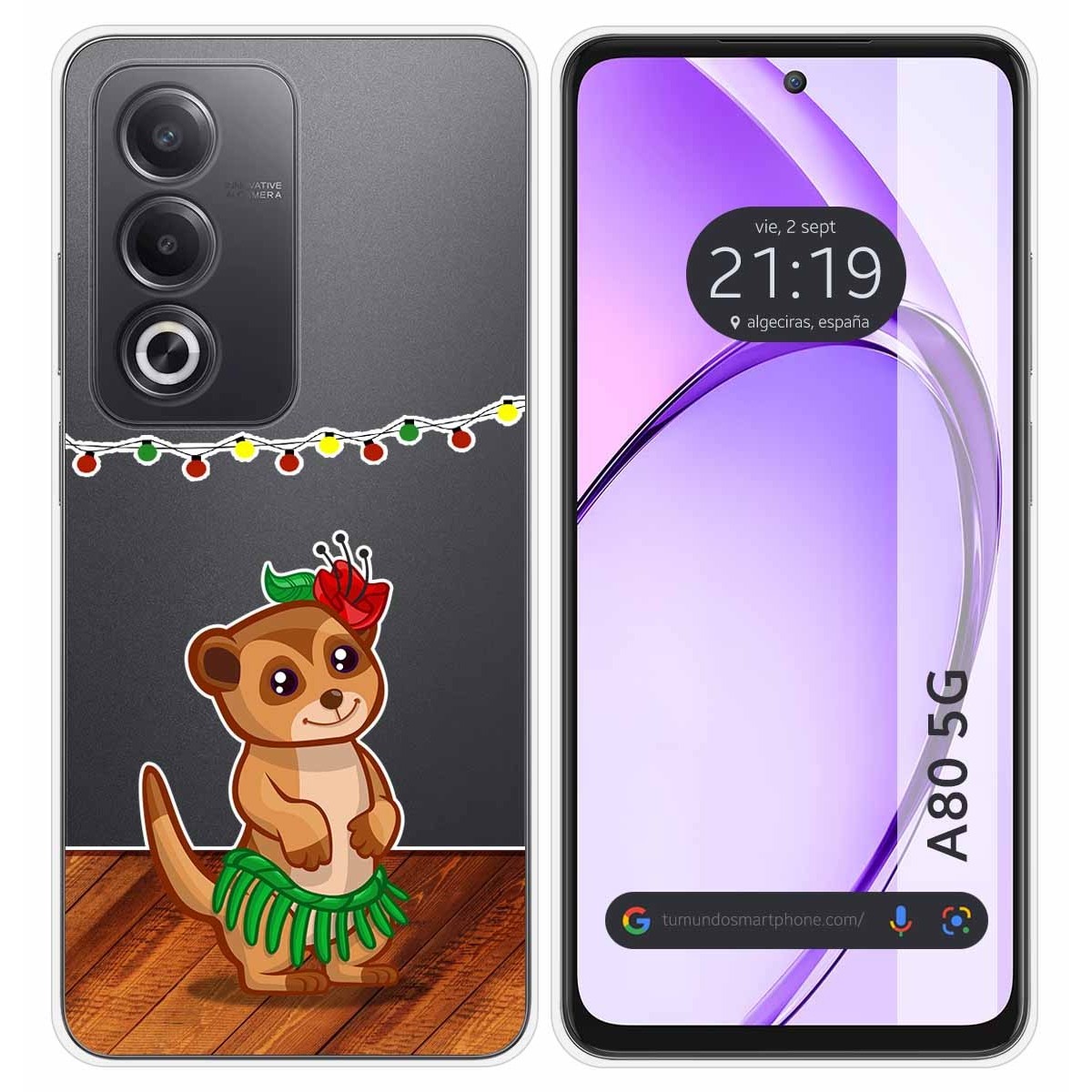 Funda Silicona Transparente para Oppo A80 5G diseño Suricata Dibujos