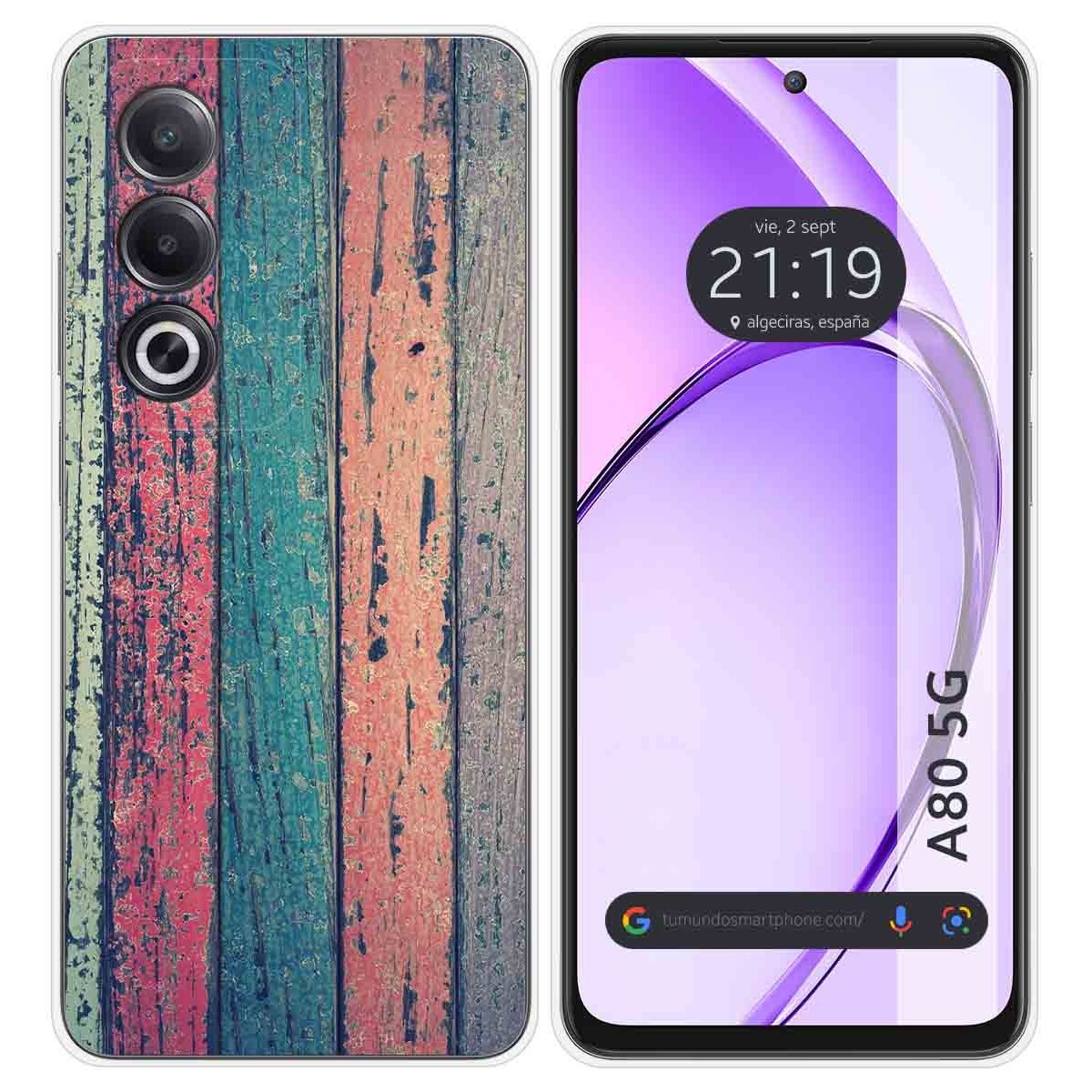 Funda Silicona para Oppo A80 5G diseño Madera 10 Dibujos