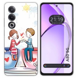 Funda Silicona para Oppo A80 5G diseño Café Dibujos