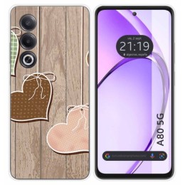 Funda Silicona para Oppo A80 5G diseño Corazones Madera Dibujos