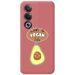 Funda Silicona Líquida Rosa para Oppo A80 5G diseño Vegan Life Dibujos