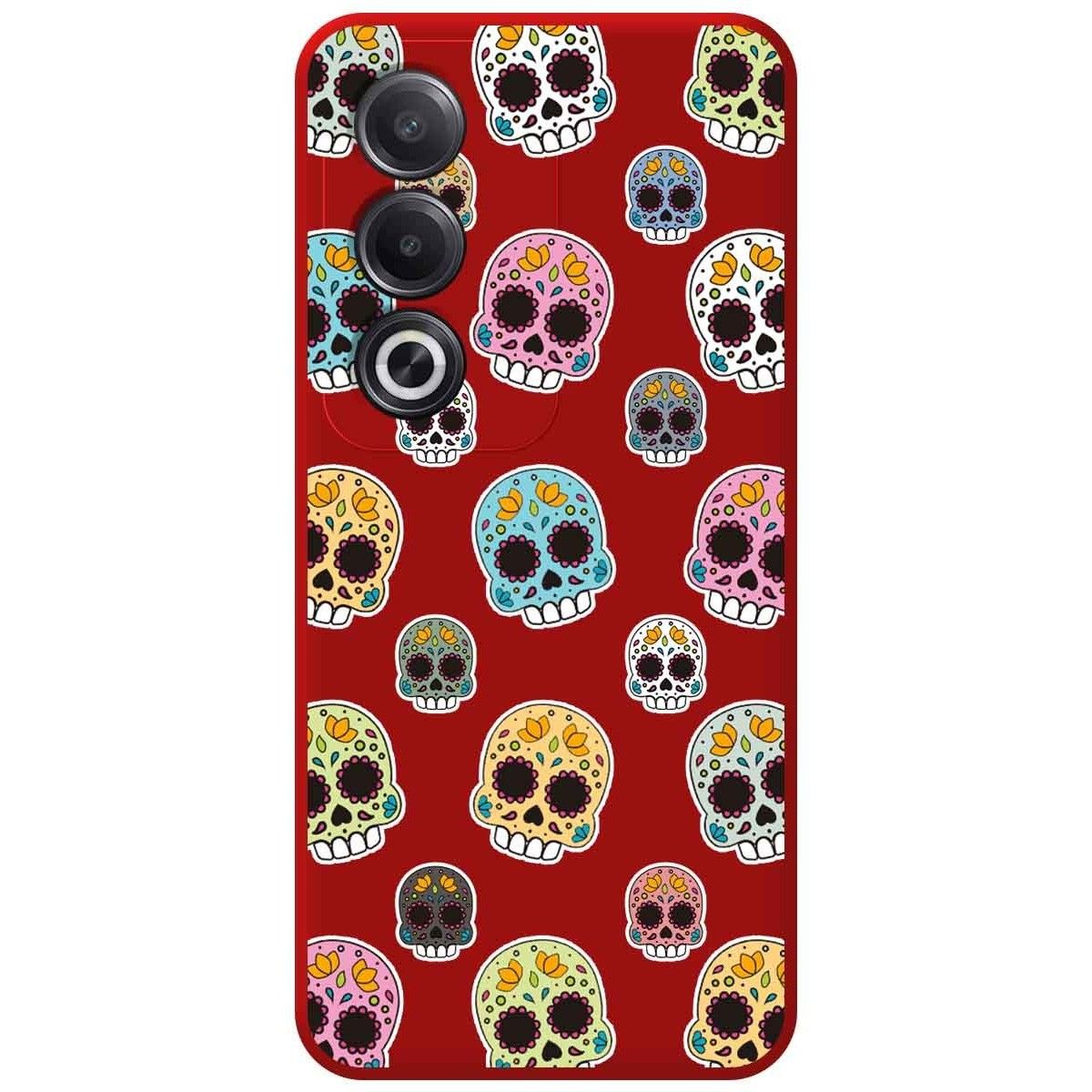 Funda Silicona Líquida Roja para Oppo A80 5G diseño Catrina Dibujos