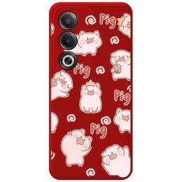 Funda Silicona Líquida Roja para Oppo A80 5G diseño Cerdos Dibujos