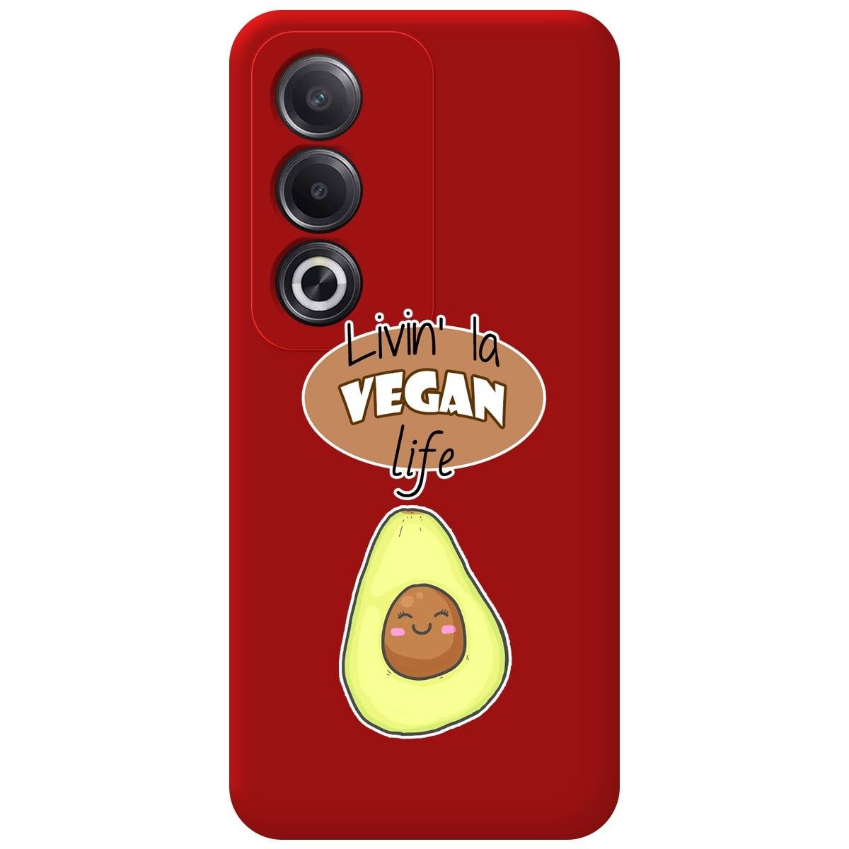 Funda Silicona Líquida Roja para Oppo A80 5G diseño Vegan Life Dibujos