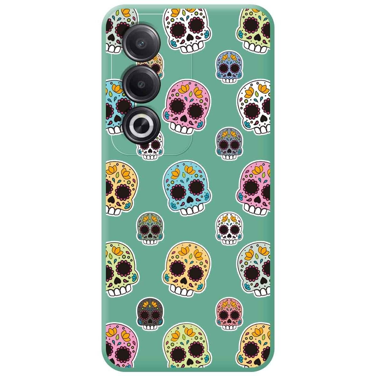 Funda Silicona Líquida Verde para Oppo A80 5G diseño Catrina Dibujos