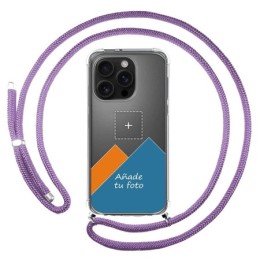 Personaliza tu Funda Colgante Transparente para Iphone 16 Pro (6.3) con Cordon Morado Dibujo Personalizada