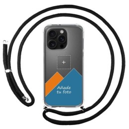 Personaliza tu Funda Colgante Transparente para Iphone 16 Pro (6.3) con Cordon Negro Dibujo Personalizada