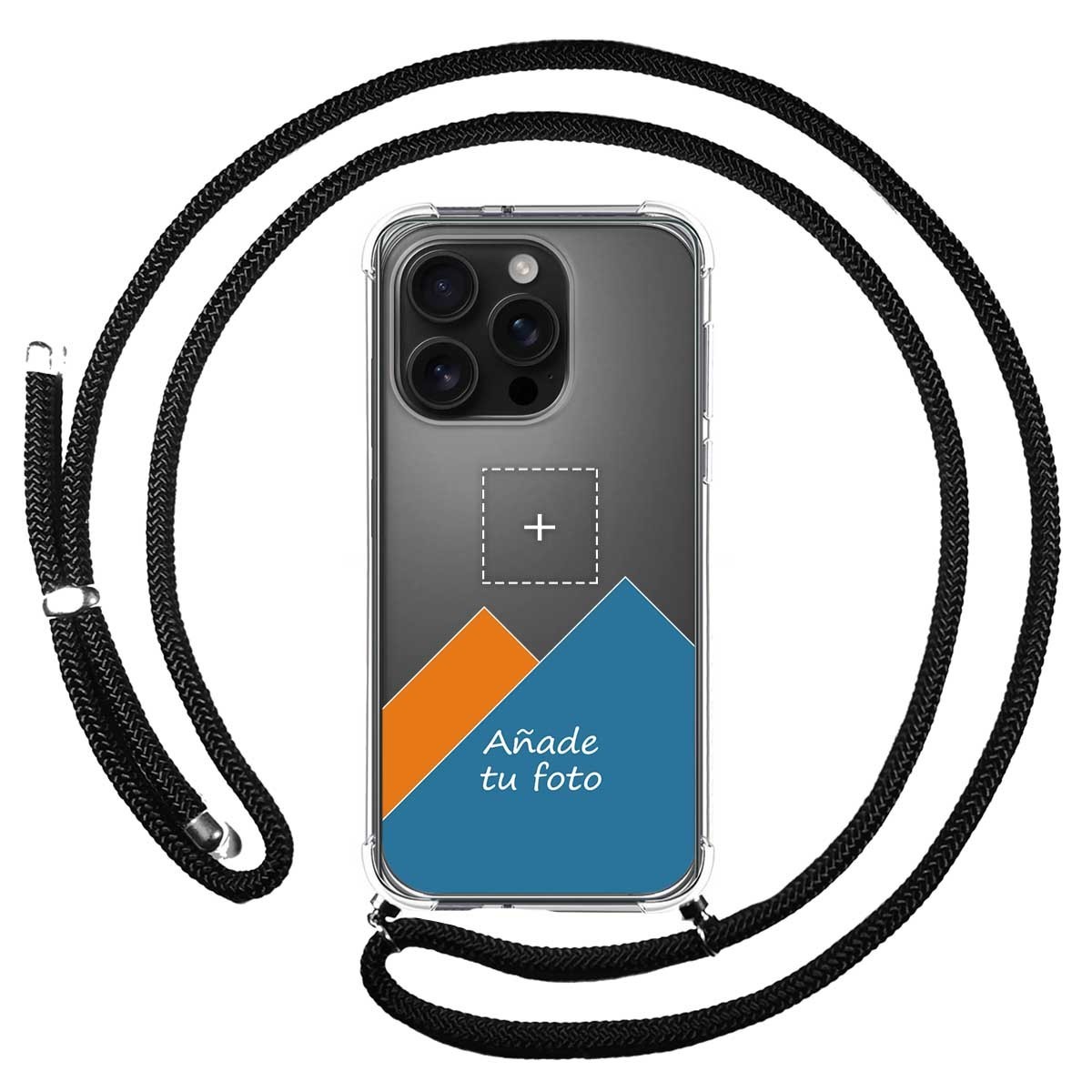 Personaliza tu Funda Colgante Transparente para Iphone 16 Pro (6.3) con Cordon Negro Dibujo Personalizada