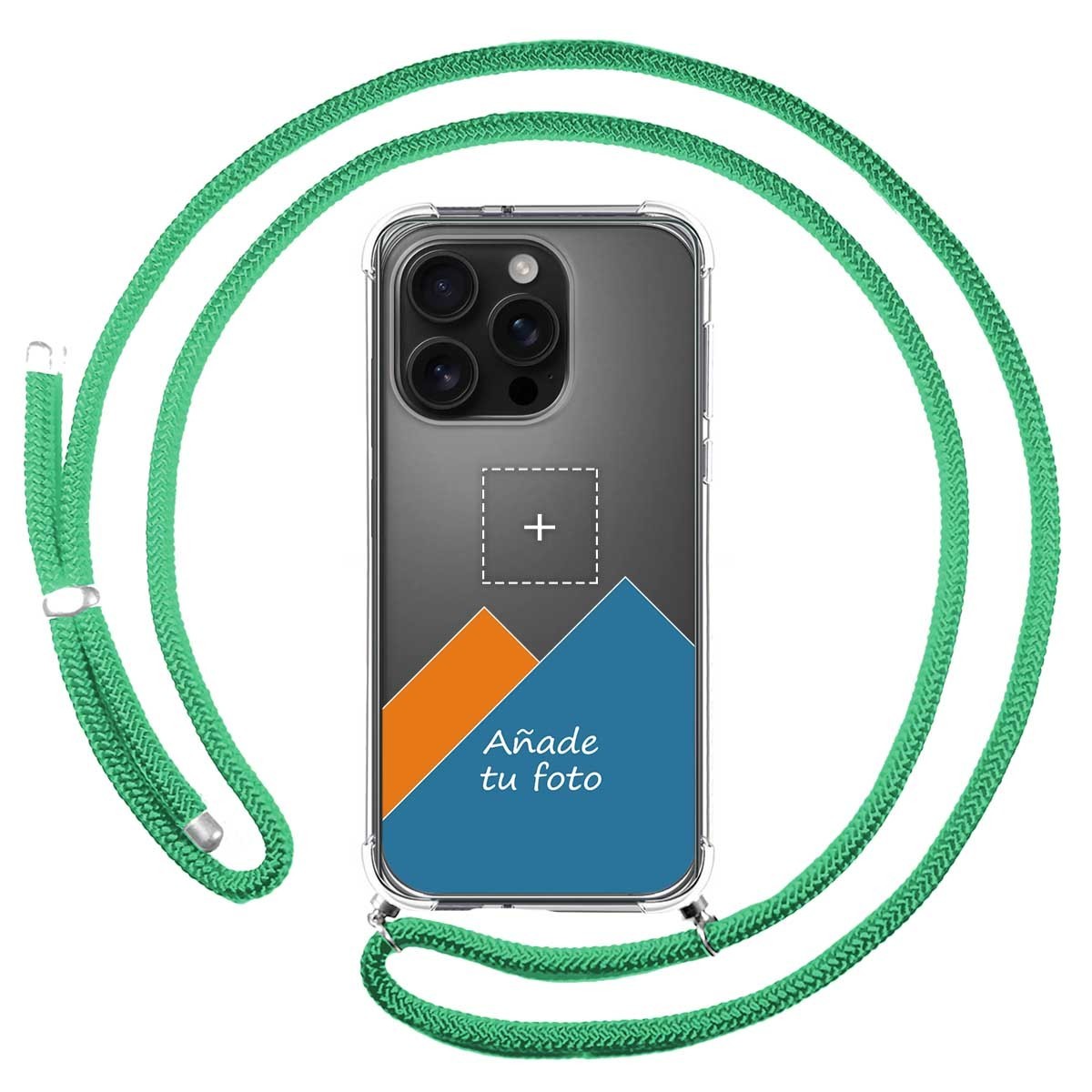 Personaliza tu Funda Colgante Transparente para Iphone 16 Pro (6.3) con Cordon Verde Agua Dibujo Personalizada