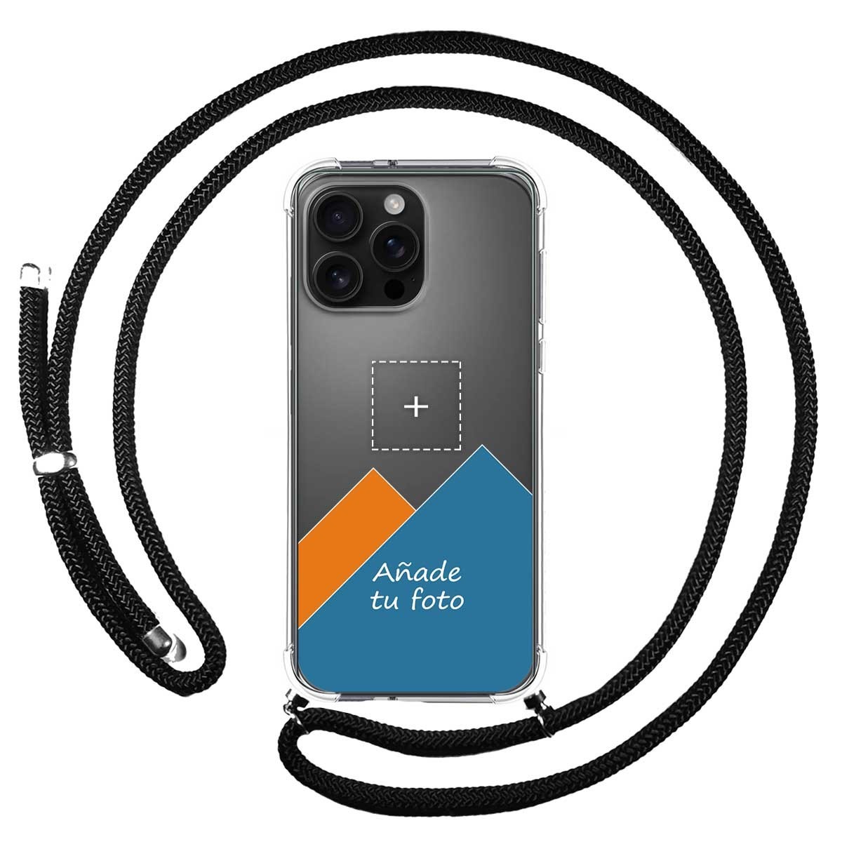 Personaliza tu Funda Colgante Transparente para Iphone 16 Pro Max (6.9) con Cordon Negro Dibujo Personalizada