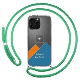 Personaliza tu Funda Colgante Transparente para Iphone 16 Pro Max (6.9) con Cordon Verde Agua Dibujo Personalizada