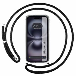 Funda Colgante Transparente para Iphone 16 (6.1) con Cordon Negro