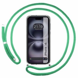 Funda Colgante Transparente para Iphone 16 Plus (6.7) con Cordon Verde Agua