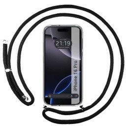 Funda Colgante Transparente para Iphone 16 Pro (6.3) con Cordon Negro