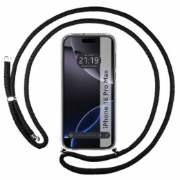 Funda Colgante Transparente para Iphone 16 Pro Max (6.9) con Cordon Negro