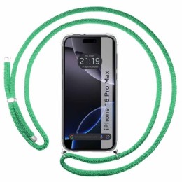 Funda Colgante Transparente para Iphone 16 Pro Max (6.9) con Cordon Verde Agua