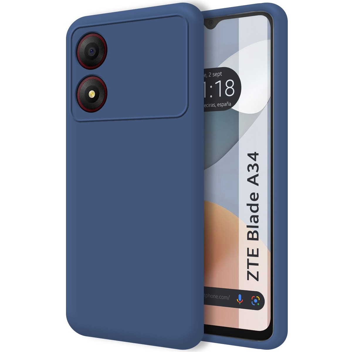 Funda Silicona Líquida Ultra Suave para Zte Blade A34 4G color Azul Oscuro