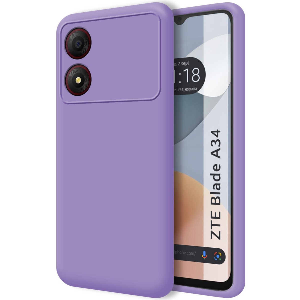 Funda Silicona Líquida Ultra Suave para Zte Blade A34 4G color Morada