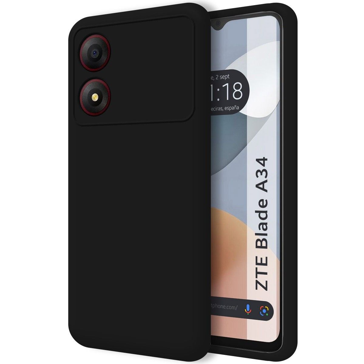 Funda Silicona Líquida Ultra Suave para Zte Blade A34 4G color Negra