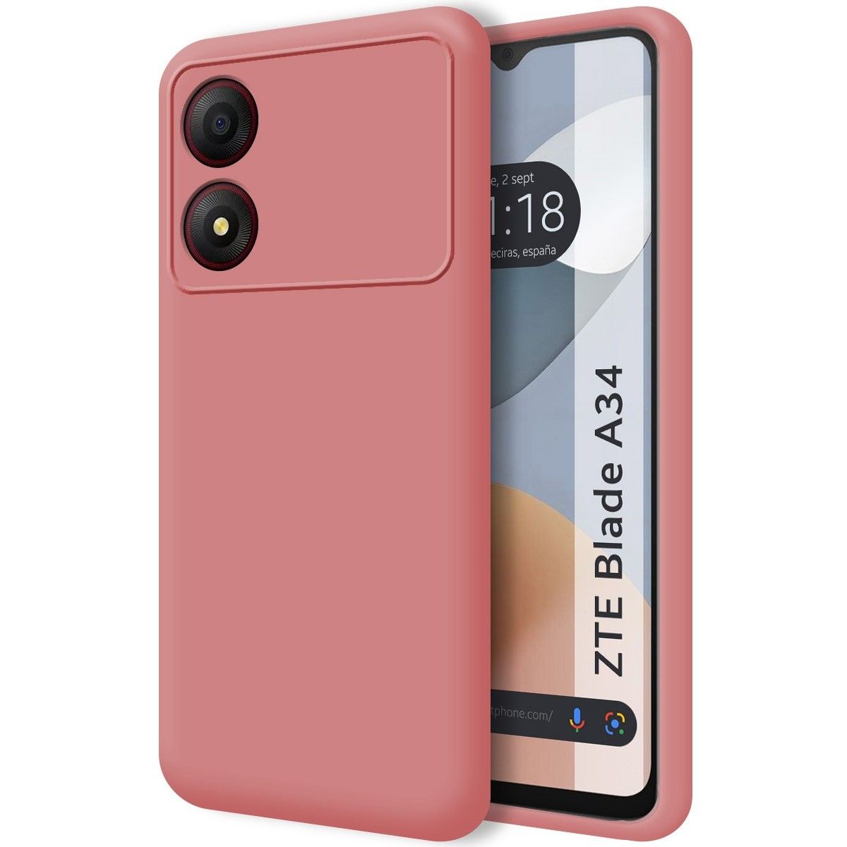 Funda Silicona Líquida Ultra Suave para Zte Blade A34 4G color Rosa