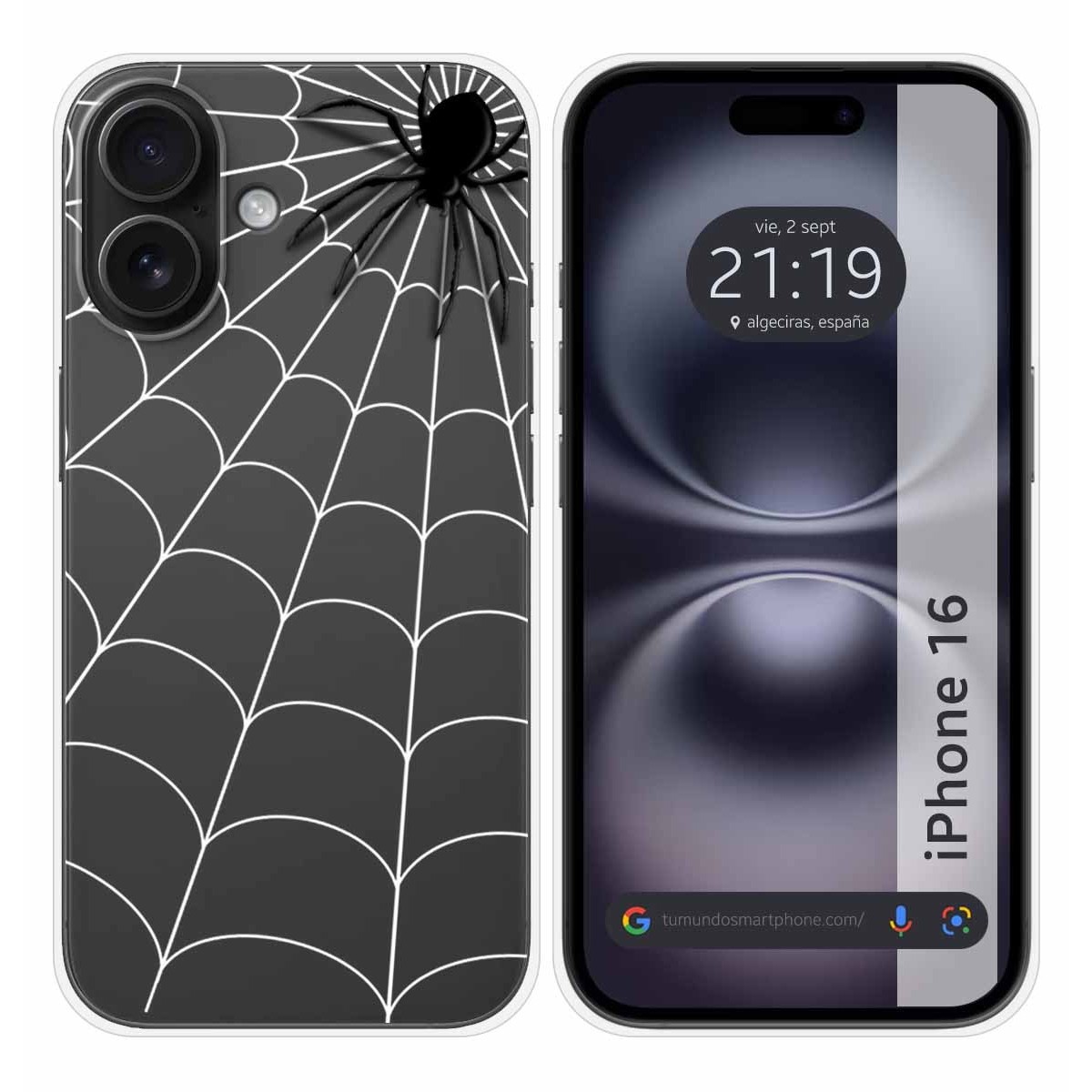 Funda Silicona Transparente para Iphone 16 (6.1) diseño Araña Dibujos