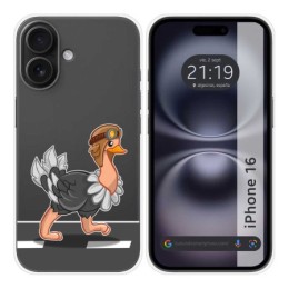 Funda Silicona Transparente para Iphone 16 (6.1) diseño Avestruz Dibujos