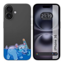 Funda Silicona Transparente para Iphone 16 (6.1) diseño Hipo Dibujos