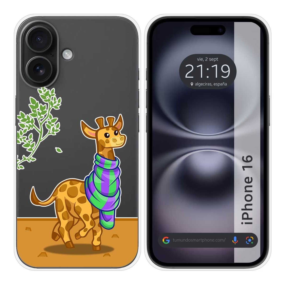 Funda Silicona Transparente para Iphone 16 (6.1) diseño Jirafa Dibujos