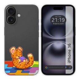 Funda Silicona Transparente para Iphone 16 (6.1) diseño Leopardo Dibujos