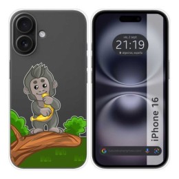 Funda Silicona Transparente para Iphone 16 (6.1) diseño Mono Dibujos