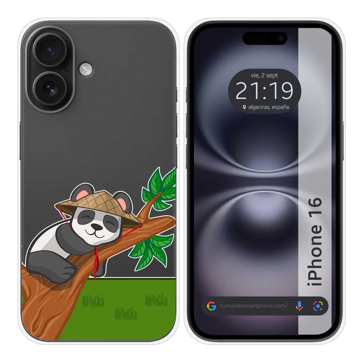 Funda Silicona Transparente para Iphone 16 (6.1) diseño Panda Dibujos