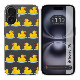 Funda Silicona Transparente para Iphone 16 (6.1) diseño Pato Dibujos