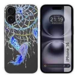 Funda Silicona Transparente para Iphone 16 (6.1) diseño Plumas Dibujos