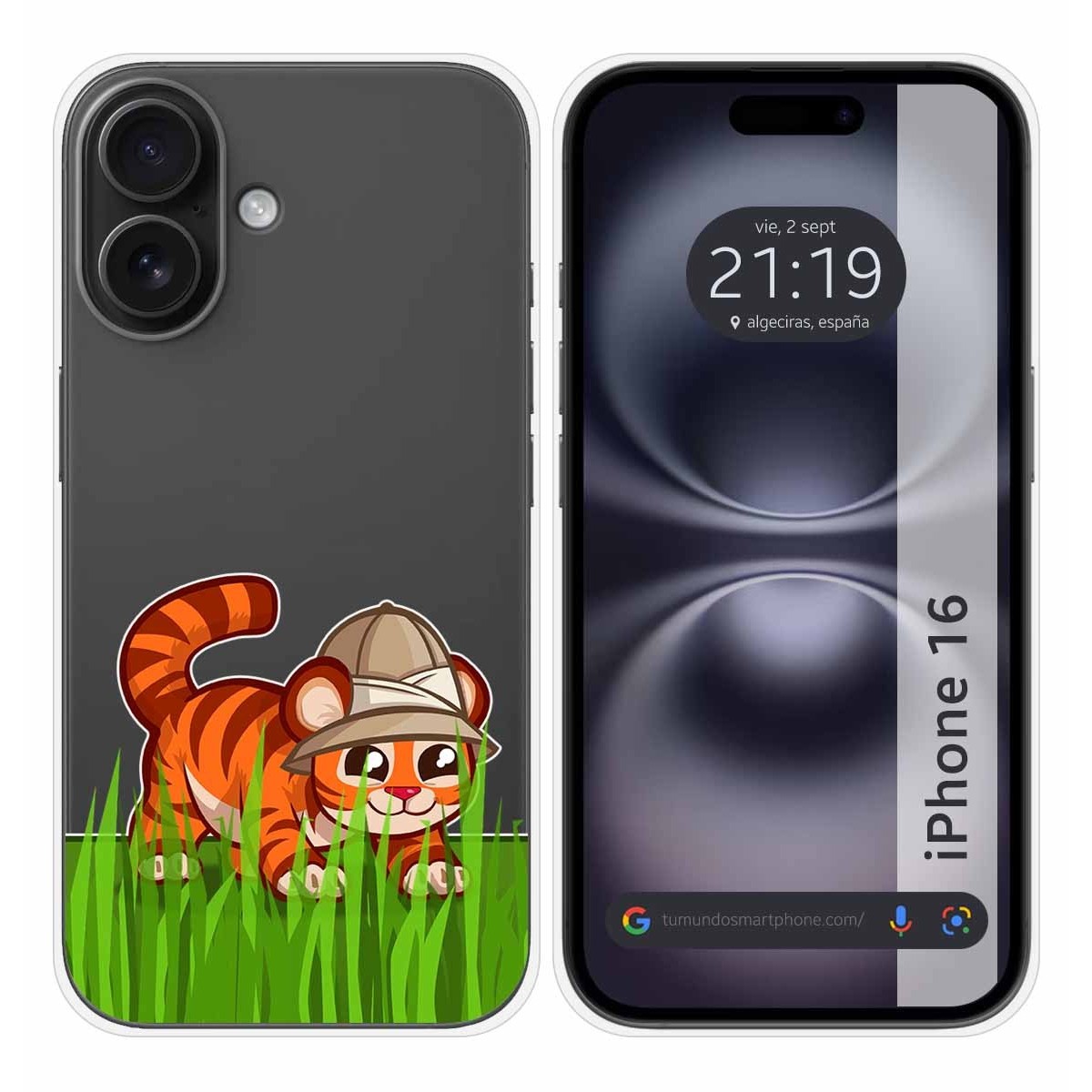 Funda Silicona Transparente para Iphone 16 (6.1) diseño Tigre Dibujos