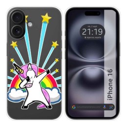 Funda Silicona Transparente para Iphone 16 (6.1) diseño Unicornio Dibujos