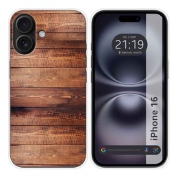 Funda Silicona para Iphone 16 (6.1) diseño Madera 02 Dibujos